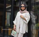 مانتو لینن نچرال زنانه دخترانه فری سایز چاکدار یقه هفت با یراق هندی